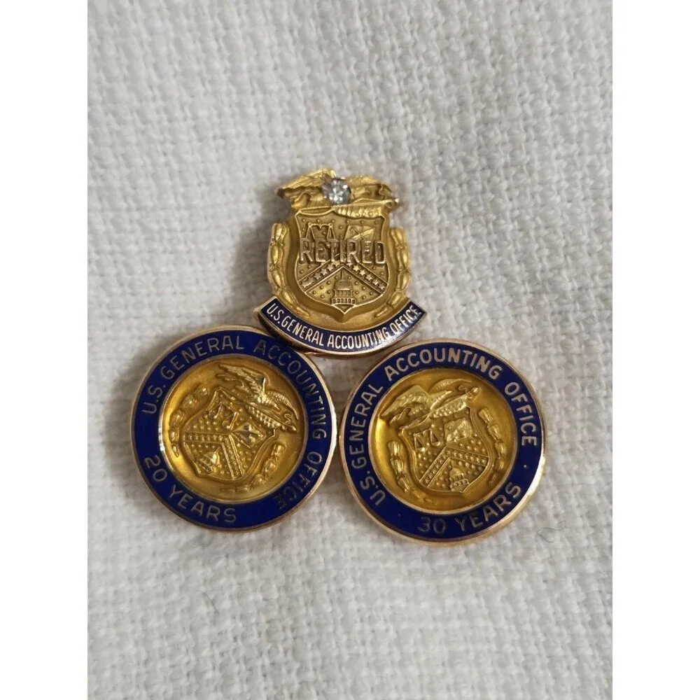 GAO General Accounting Office 10K Gold Career Pin Set 20/30/Retired Diamond 5g